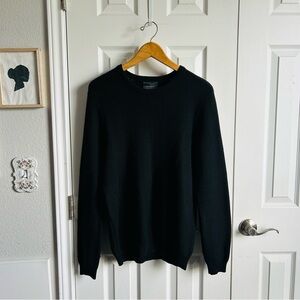 Magaschoni black crewneck wool blend knit pullover sweater